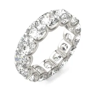 8.40 CTW DEW Cushion Forever One Moissanite Trellis Eternity Band in 14K White Gold image, 