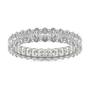 2.90 CTW DEW Oval Forever One Moissanite Trellis Eternity Band in 14K White Gold image, 