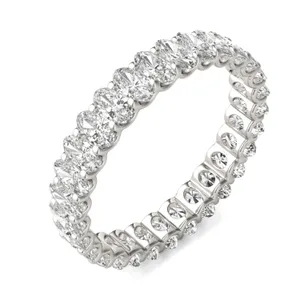 2.90 CTW DEW Oval Forever One Moissanite Trellis Eternity Band in 14K White Gold image, 