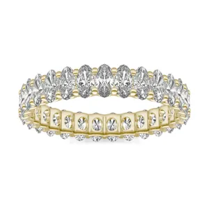 2.90 CTW DEW Oval Forever One Moissanite Trellis Eternity Band in 14K Yellow Gold image, 