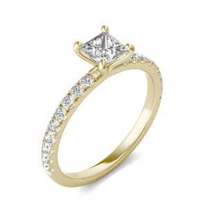 1 CTW Princess Caydia Lab Grown Diamond Side Stone Engagement Ring 14K Yellow Gold image, 
