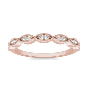 1/8 CTW Round Caydia Lab Grown Diamond Milgrain Shared Prong Band Ring 18K Rose Gold image, 