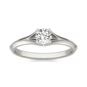 1/3 CTW Round Caydia Lab Grown Diamond Split Shank Solitaire Petite Ring 14K White Gold image, 