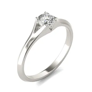 1/3 CTW Round Caydia Lab Grown Diamond Split Shank Solitaire Petite Ring 14K White Gold image, 