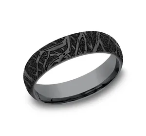6.0mm Forest Patterned Mens Band in Dark Tantalum image, 