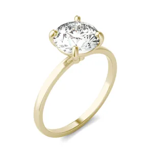2.00 CTW Round Caydia Lab Grown Diamond Classic Solitaire Ring 14K Yellow Gold image, 