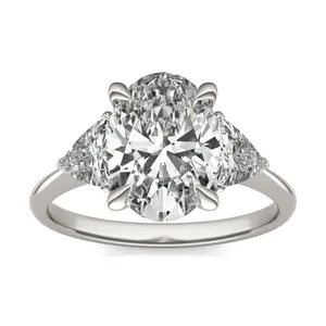 2.50 CTW Oval Caydia Lab Grown Diamond Three-Stone Ring image, 
