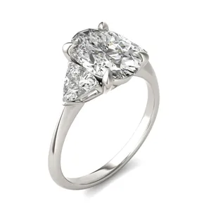 2.50 CTW Oval Caydia Lab Grown Diamond Three-Stone Ring image, 