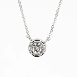 0.33 CTW DEW Round Moissanite Bezel Necklace in Sterling Silver image, 