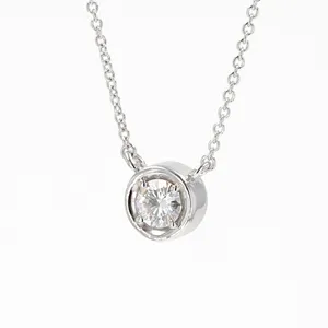 0.33 CTW DEW Round Moissanite Bezel Necklace in Sterling Silver image, 