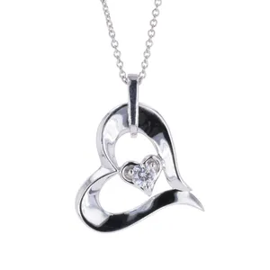 0.13 CTW DEW Moissanite Double Heart Pendant in Sterling Silver image, 