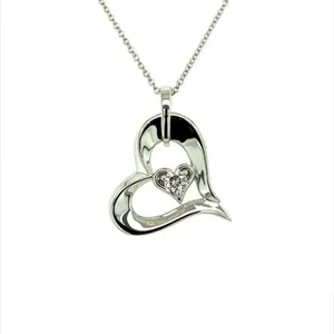 0.13 CTW DEW Moissanite Double Heart Pendant in Sterling Silver image, 
