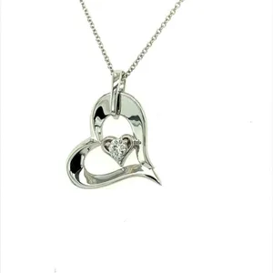 0.13 CTW DEW Moissanite Double Heart Pendant in Sterling Silver image, 