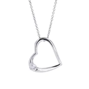 0.13 CTW DEW Moissanite Accented Heart Pendant in Sterling Silver image, 