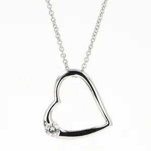 0.13 CTW DEW Moissanite Accented Heart Pendant in Sterling Silver image, 
