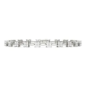 1.76 CTW DEW Round Forever One Moissanite Floral Tennis Bracelet in 14K White Gold image, 