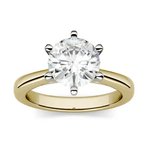 1.90 CTW DEW Forever One Moissanite Round Solitaire Engagement Ring image, 