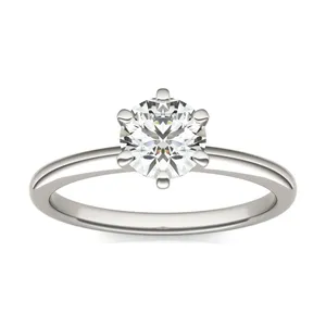 3/4 CTW Round Caydia Lab Grown Diamond Six Prong Solitaire Engagement Ring 18K White Gold image, 