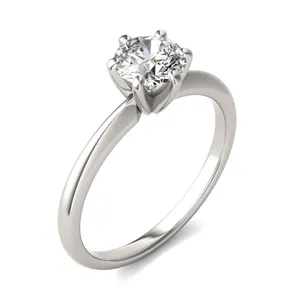 3/4 CTW Round Caydia Lab Grown Diamond Six Prong Solitaire Engagement Ring 18K White Gold image, 