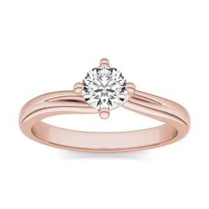 1/2 CTW Round Caydia Lab Grown Diamond Four Prong Twist Solitaire Engagement Ring 14K Rose Gold image, 