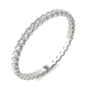 1/2 CTW Round Caydia Lab Grown Diamond Scallop Edge Eternity Band 18K White Gold image, 