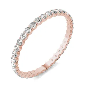 1/2 CTW Round Caydia Lab Grown Diamond Scallop Edge Eternity Band 18K Rose Gold image, 