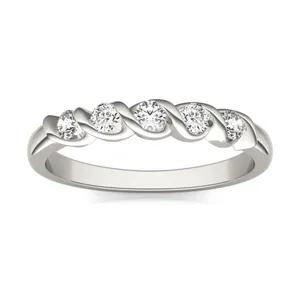 1/4 CTW Round Caydia Lab Grown Diamond Five Stone Twist Anniversary Band 14K White Gold image, 