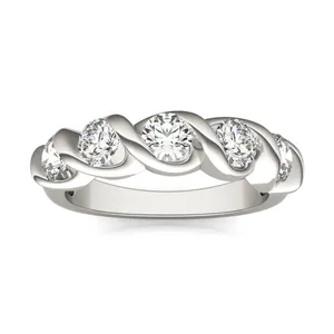 1 1/4 CTW Round Caydia Lab Grown Diamond Five Stone Twist Anniversary Band 18K White Gold image, 1 1/4 CTW Round Caydia Lab Grown Diamond Five Stone Twist Anniversary Band 18K White Gold
