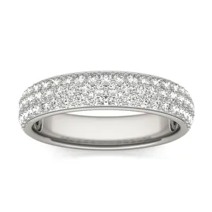 1/2 CTW Round Caydia Lab Grown Diamond Three Row Pave Anniversary Band 18K White Gold image, 
