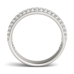 1/2 CTW Round Caydia Lab Grown Diamond Three Row Pave Anniversary Band 18K White Gold image, 
