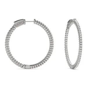 1 CTW Round Caydia Lab Grown Diamond Inside Out Earrings 14K White Gold image, 