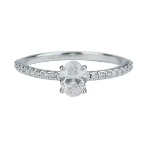 0.72 CTW Oval Side-Stone Engagement Ring image, 