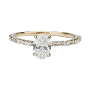 0.97 CTW Oval Side-Stone Engagement Ring image, 