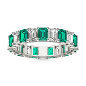 Emerald Alternating Basket Eternity Band image, 