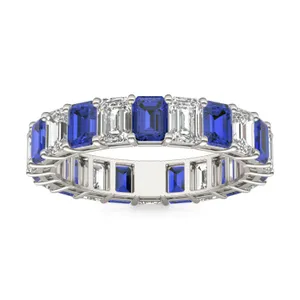 Sapphire Alternating Basket Eternity Band image, 