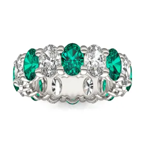 Oval Alternating Basket Emerald Eternity Band image, 