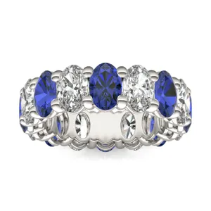 Oval Alternating Basket Sapphire Eternity Band image, 