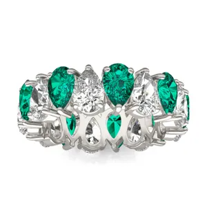 Pear Alternating Emerald Eternity Band image, 