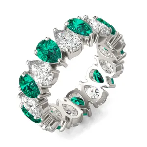 Pear Alternating Emerald Eternity Band image, 