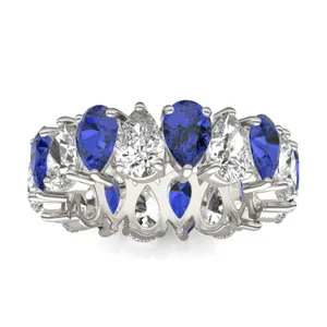 Pear Alternating Sapphire Eternity Band image, 