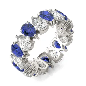 Pear Alternating Sapphire Eternity Band image, 