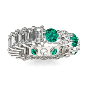 Alternating Emerald Paradox Eternity Band Wedding Ring image, 