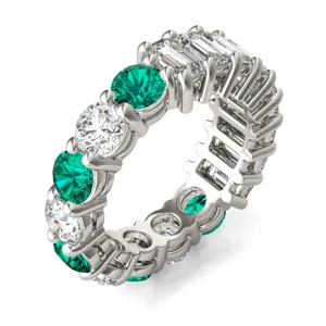 Alternating Emerald Paradox Eternity Band Wedding Ring image, 