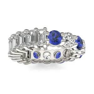 Alternating Sapphire Paradox Eternity Band Wedding Ring image, 