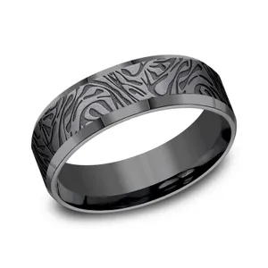 Ember Carved Wedding Ring 7mm image, 