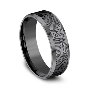 Ember Carved Wedding Ring 7mm image, 
