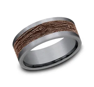 Knotty Pine Wedding Ring 8mm image, 