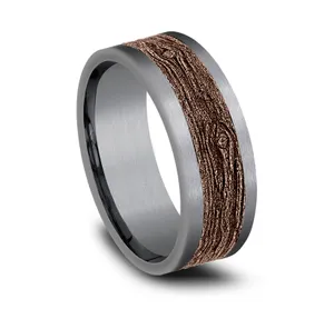 Knotty Pine Wedding Ring 8mm image, 