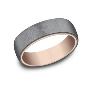 Two-Toned Brushed Wedding Ring 6.5mm image, 