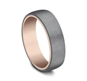 Two-Toned Brushed Wedding Ring 6.5mm image, 